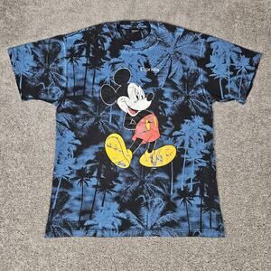 Vtg Mickey Mouse Shirt Mens XL Black T-Shirt AOP Florida Palm Trees Made In USA